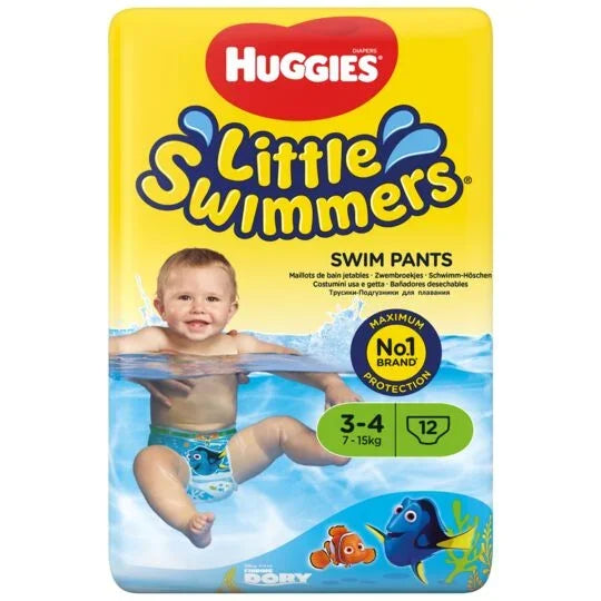 12 بدلة سباحة للاستعمال مرة واحدة Little Swimmers Huggies T3/4 (7-15 كجم)