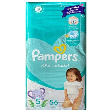 56 Super Absorbent Diapers Mainline Pampers Size 5 (11-25kg) junior