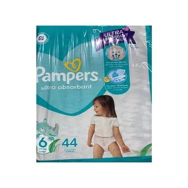 44 Mainline Pampers Ultra Absorbent Nappies Size 6 Large (+13 kg)