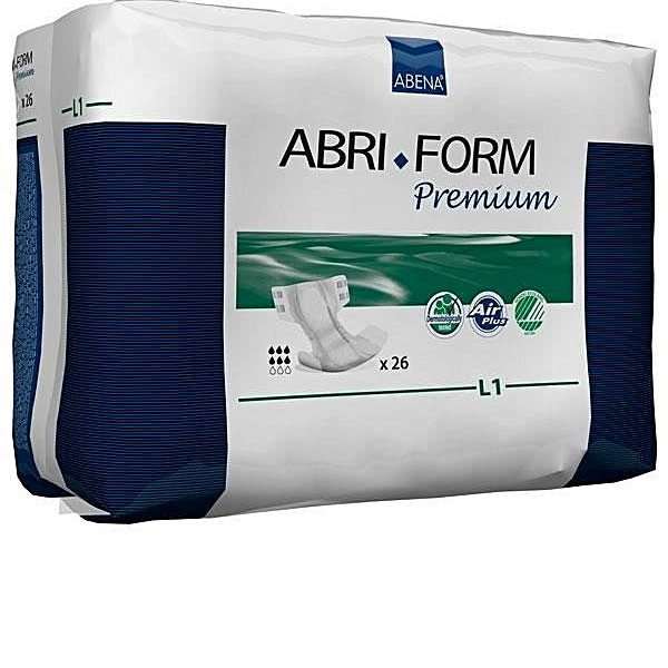 26 Adult Diapers in Scratch Shelter Shape Size L1 Abena
