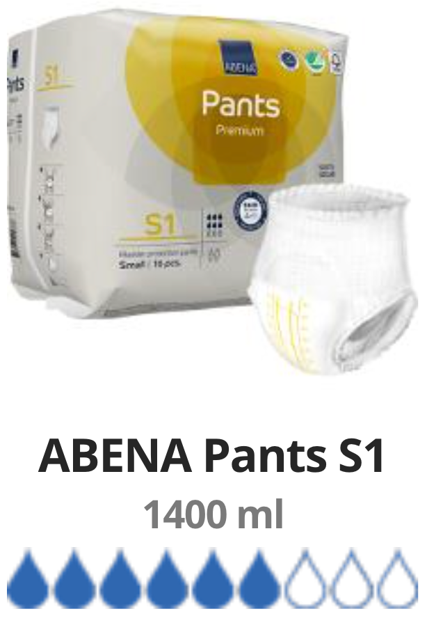 16 Couches Culotte pour adulte Abena Premiun Taille S1 (60 -90 cm)