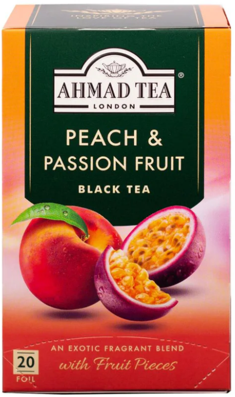 Thé noir Pêche et fruit de la passion Ahmad Tea 20 Sachets 40 g