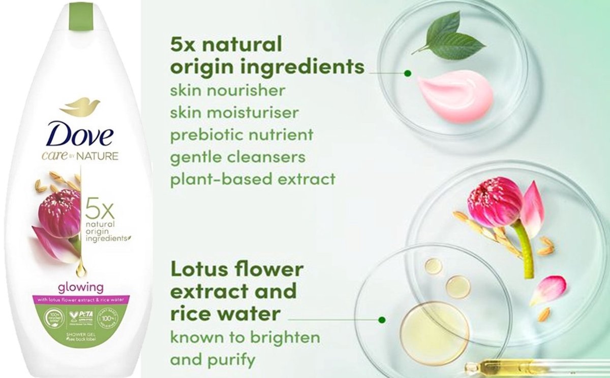 جل الاستحمام الطبيعي للعناية المتوهجة من دوف 225 مل