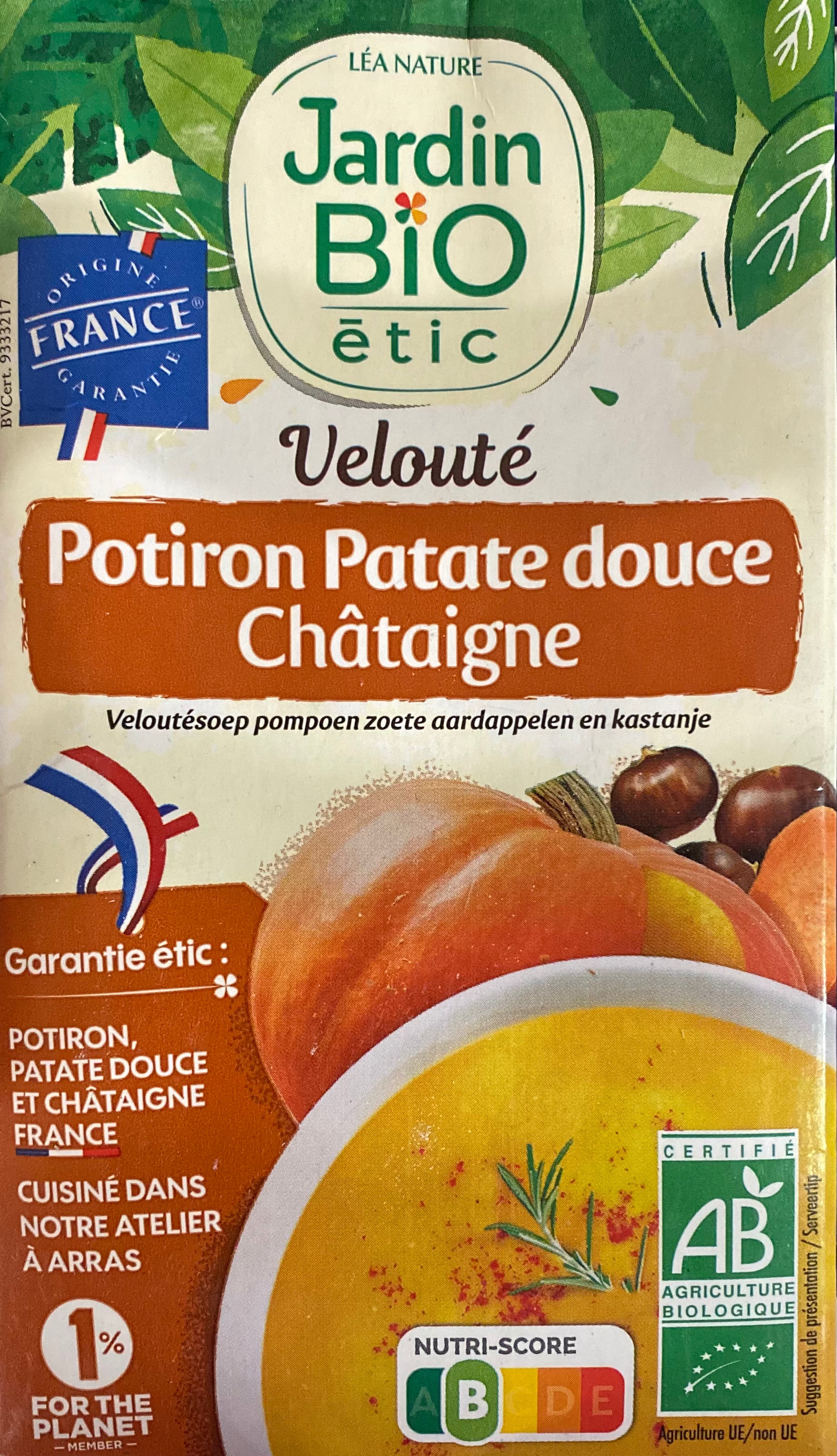 Velouté Potiron Patate Douce Châtaigne Jardin Bio Étic 1L
