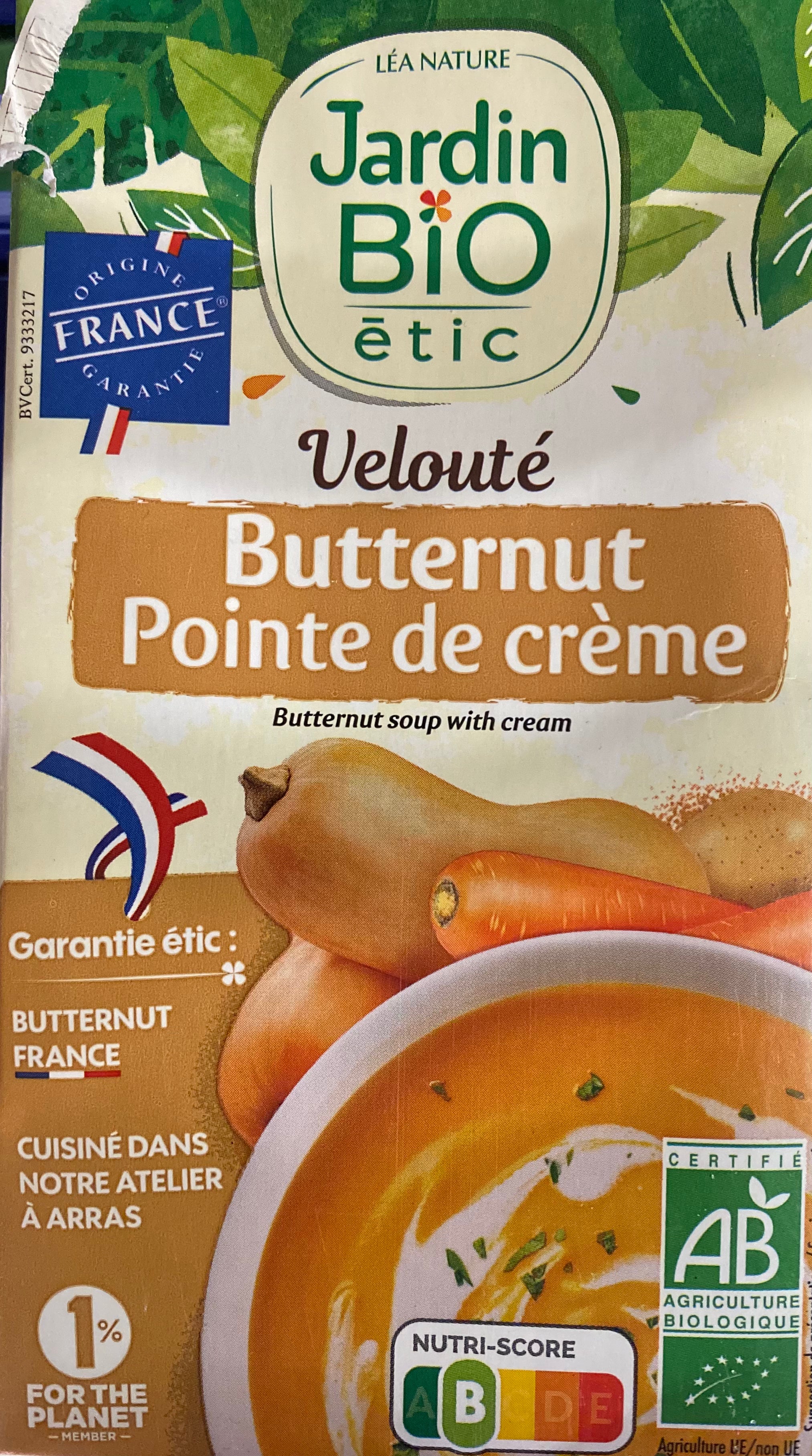 ORGANIC Velvety Butternut Point de Crème Jardin Bio Étic 1L