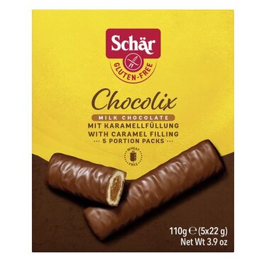 Barres de caramel enrobées de Chocolat Chocolix  Sans Gluten  Schär  250g