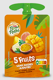 Gourde  de 5 Fruits Exotiques Sans Sucres Ajoutés Pom’Potes  90g