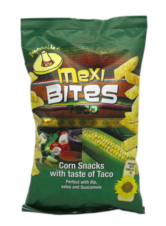 Mexi Bites Taco Flavor Puffed Corn Chips 125 g