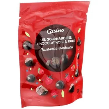 Les Gourmandises Chocolat Noir et Fruits - Framboise et Cranberries Casino  125g