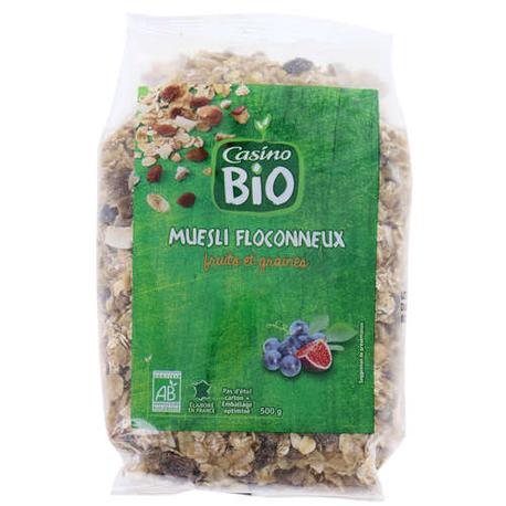 MUESLI FLOCONNEUX FRUITS ET GRAINES BIO CASINO 500G