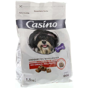 Croquettes Moelleuses pour Chien au Bœuf, Céréales et Légumes Casino 1,5 kg