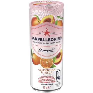 Boisson Gazeuse  Momenti Aromatisée Clémentine Pêche  San Pellegrino 33cl