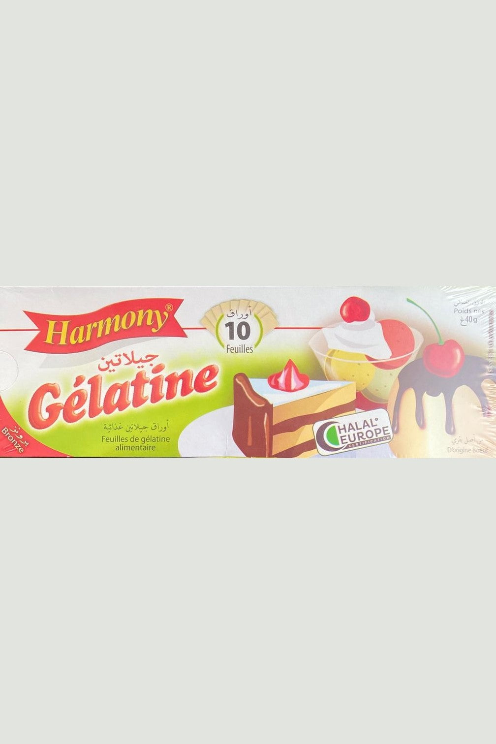 Gelatine Halal 10 Feuilles Harmony 40g