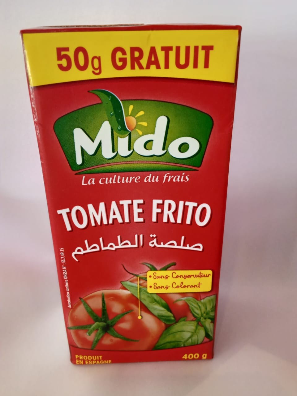 Tomate Frito Sans Conservateur Sans Colorant Mido 400g