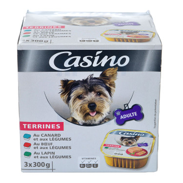 Assorted Terrines with Meat and Vegetables for Adult Dogs Casino 3x100g