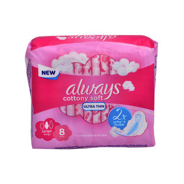 8 Long Always Soft Cotton Sanitary Napkins