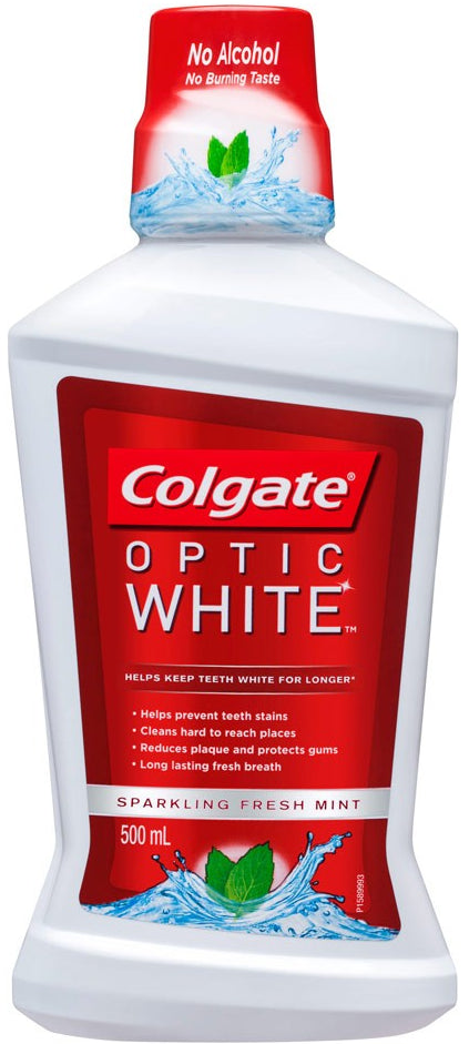Colgate Optic White Alcohol Free Mouthwash 500ml