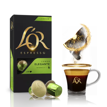 10 كبسولات إسبريسو لونغو إليجانتي لور متوافقة مع ماكينات نسبريسو (كثافة 6)