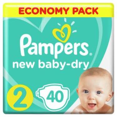 40 Baby-Dry Mini Pampers T2 Nappies (3 - 6kg)