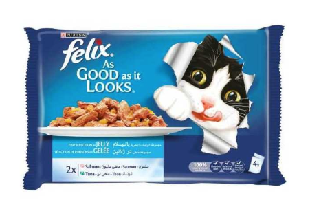 Felix Paté Tendres Cabillaud Thon 4x effilés Purina 100g