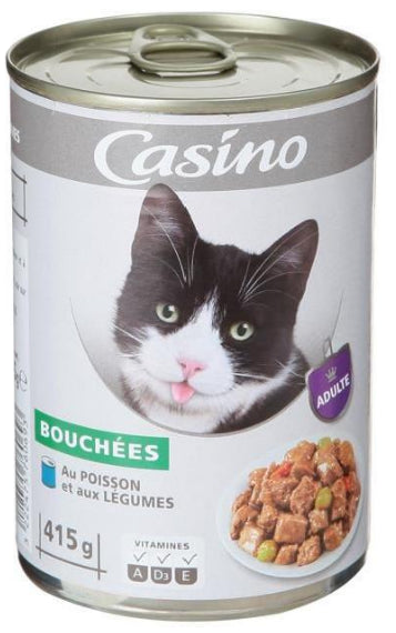 Bouchées au Poisson et aux Légumes pour Chats Casino 415g