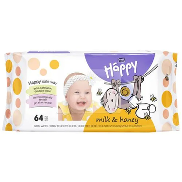 64 Lingettes Milk & Honey Happy Bella Baby