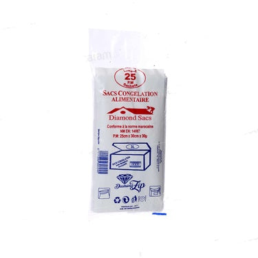 25 Freezer Bags Zip Diamond Bags PM: 25cm x 30cm 3L