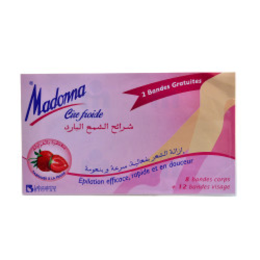 20 Cold Wax Strips Body and Face Strawberry Scent Madonna
