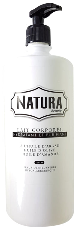 Lait Corporel Hydratant aux Huiles d'Argan, Olive et Amande Natura 1L (100% Naturel)