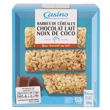 6 Cereal Bars Milk Chocolate and Coconut Casino 125g