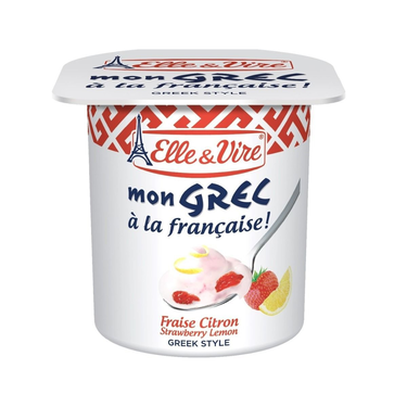 Mon Grec French Lemon and Strawberry Milk Dessert Elle &amp; Vire 125 g