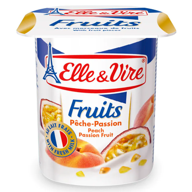 Elle &amp; Vire Peach and Passion Fruit Dairy Fruit Dessert 125 g