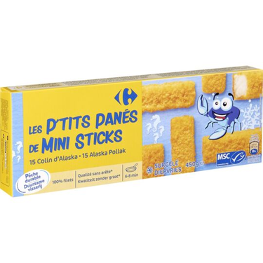 15 Bâtonnets Les P'tits Panés Colin d'Alaska Carrefour 450 g