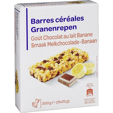 Barres Céréalières Goût Chocolat au Lait Banane Carrefour (8x25 g)  200 g