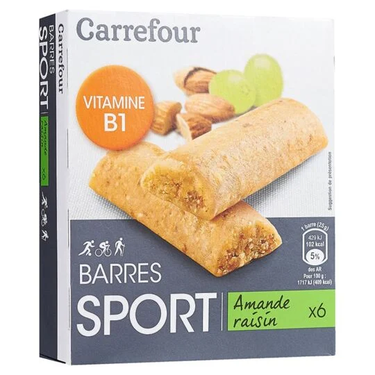 Barres Protéinées Sport Amande Raisin Carrefour 150 g (6x25g)