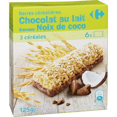 Carrefour Milk Chocolate and Coconut Cereal Bars 125 g