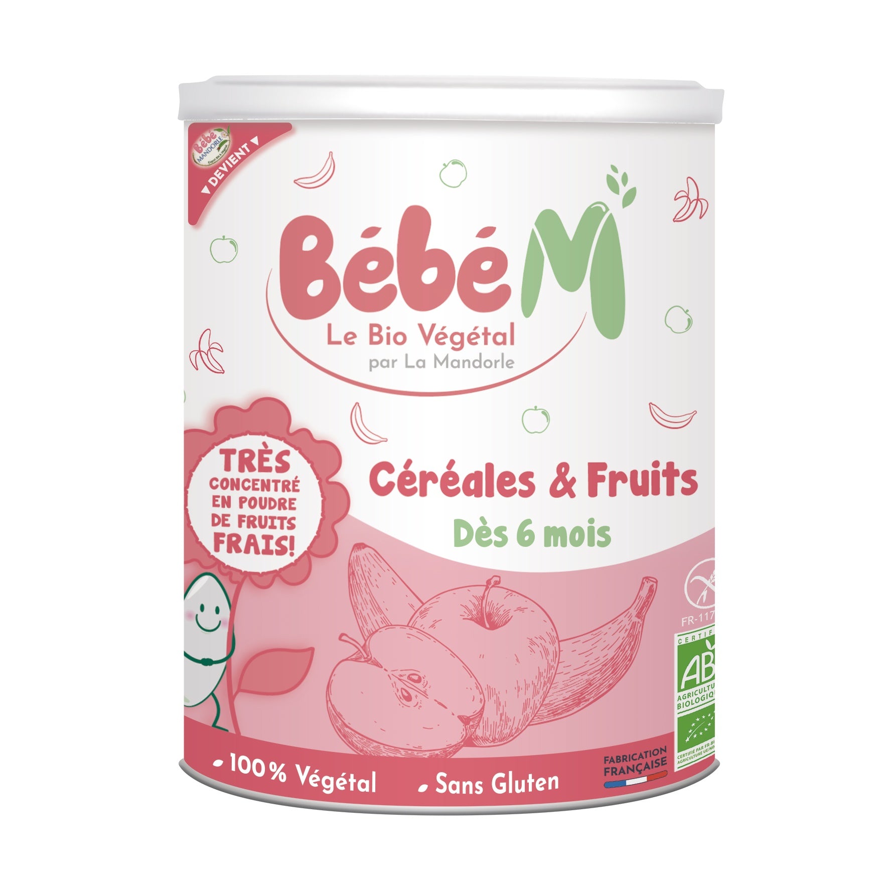 Cereals and fruits Organic &amp; Gluten Free 6 months Baby M 400g