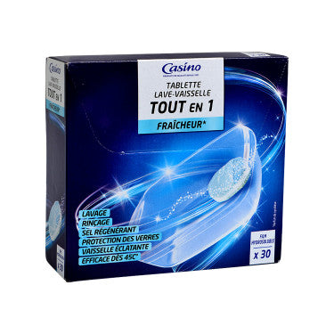 30 Tablettes Lave Vaisselle Ecologique Tout en 1 Casino 480 g