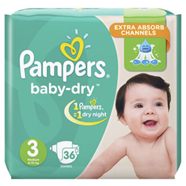 36 Diapers Baby-Dry Midi Pampers T2 (3 - 8 Kg)