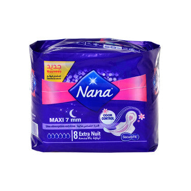 8 Maxi Sanitary Napkins 7mm Extra Night Nana