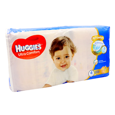 50 Couches Large Ultra Confort Huggies T4 (8 - 14kg)