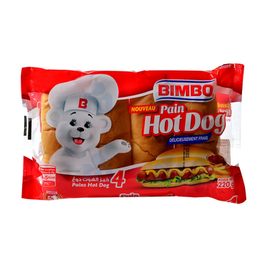 4 Bimbo Hot Dog Buns 220g