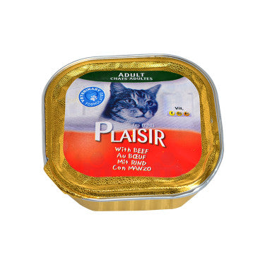 Pâté Beef Flavor for Adult Cat Pleasure Meals 100g