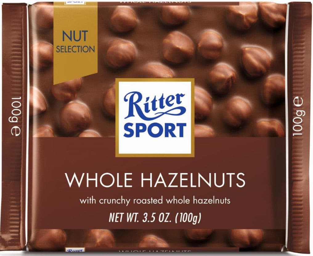 Ritter Sport Milk Chocolate and Whole Hazelnuts 100g