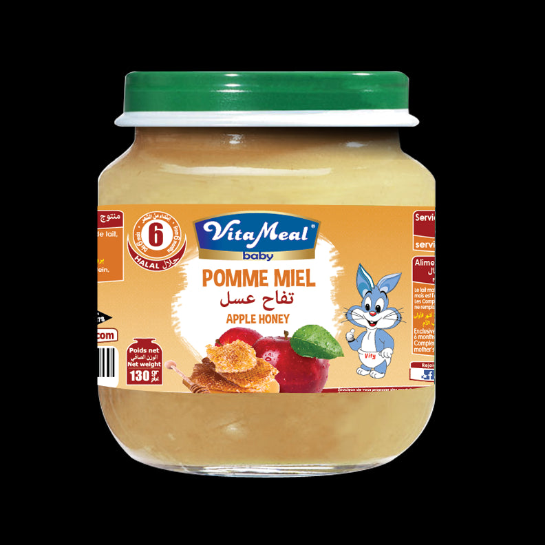 جرة صغيرة حلوى التفاح والعسل خالية من الغلوتين واللاكتوز فيتامين للأطفال 130 جرام