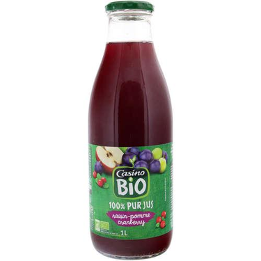 100% Pur Jus BIO Raisin Pomme Cranberry Casino 1L