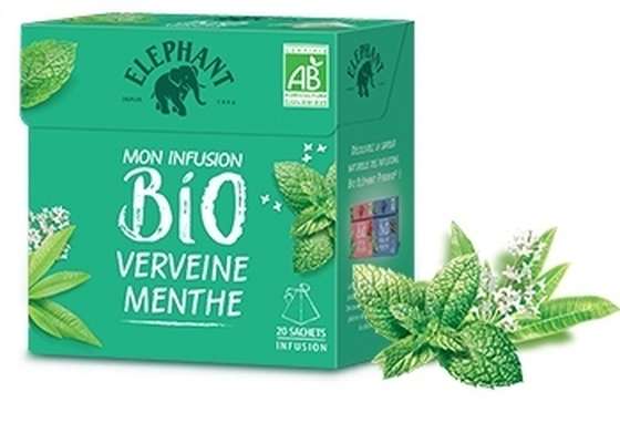 Organic mint verbena infusion, Elephant (20 sachets)
