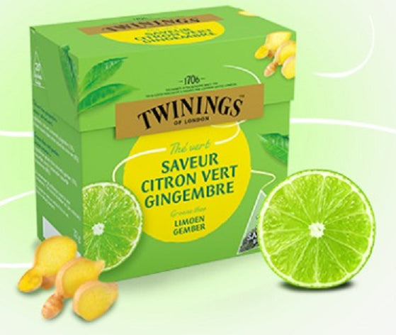 Green Tea Flavor Lime Ginger Twinings of London 20 bags
