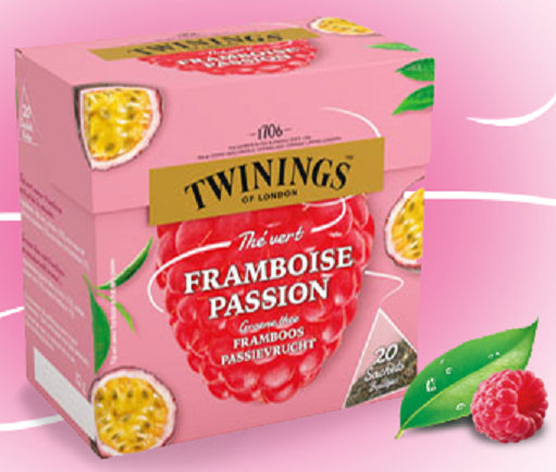 Thé Vert Saveur Framboise Passion Twinings of London 20 sachets