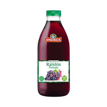 Boisson Jus 100% Rafraichissante Sans Sucre Ajouté de Raisin Andros 1L